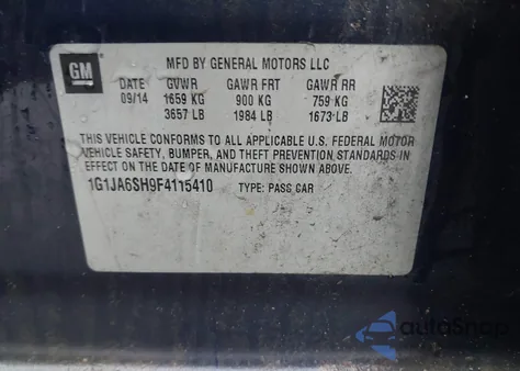 2015 Chevrolet Sonic Ls Auto из США, поврежденный, VIN 1G1JA6SH9F4115410